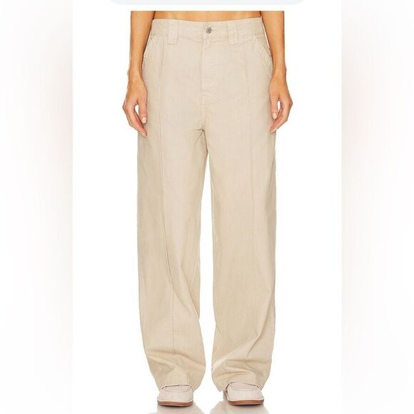 NWT HELSA Workwear Oversized Pants Taupe khaki wide leg Revolve M - Picture 2 of 15